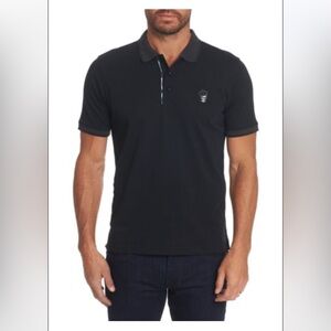 Robert Graham Lucifer Classic Fit Skull Embroidered Polo in Black Size L $98